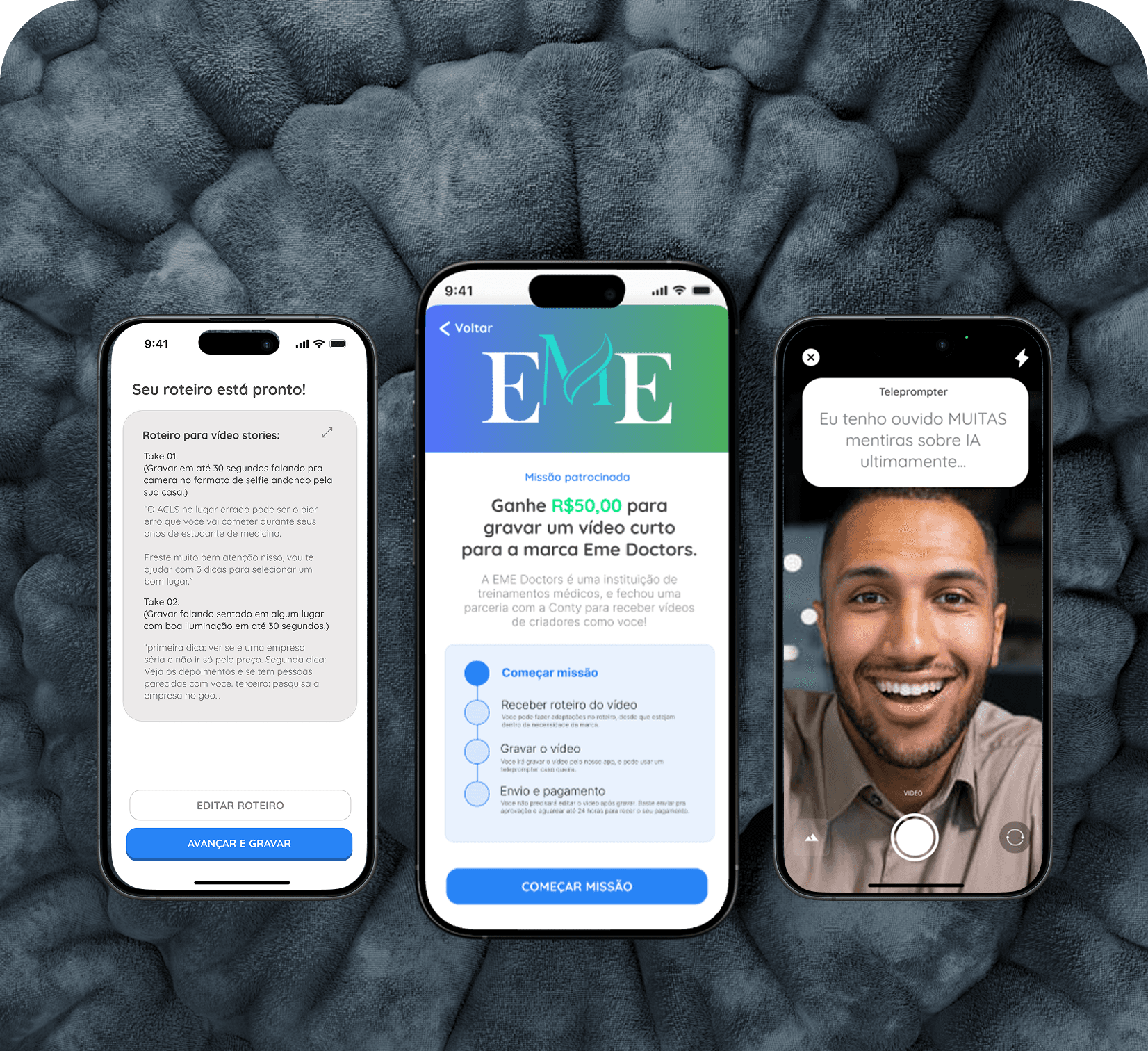 Exemplo de missão patrocinada no app Conty